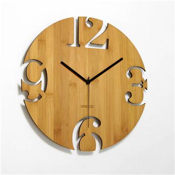 天然竹紋 竹製 數字切割 掛牆鐘