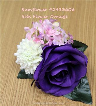 絲花深紫玫瑰襟花
